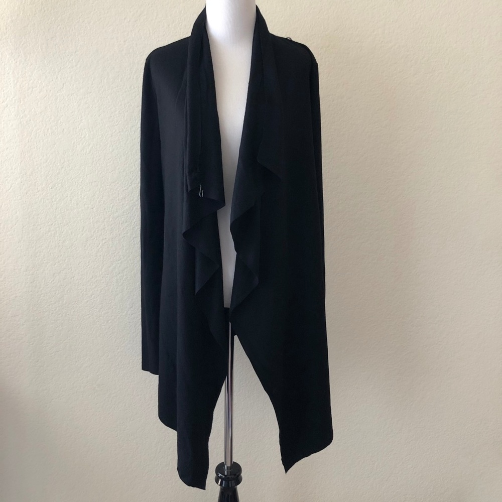 Helmut Lang Sonar Wool Cardigan Shawl Black S - Picture 2 of 8